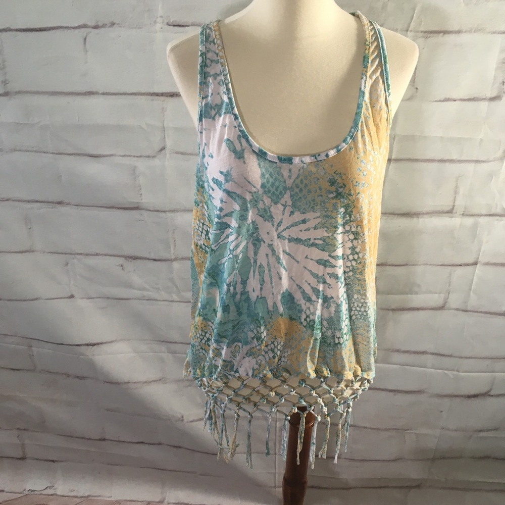 Urban Outfitters Staring at Stars Tie Dye Fringe Tank Top